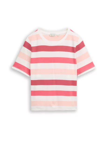 TOM TAILOR Tricou corai / roz / roz închis alb