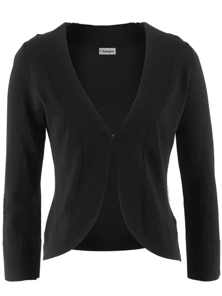 Krótki sweter rozpinany z lejącą wiskozą czarny