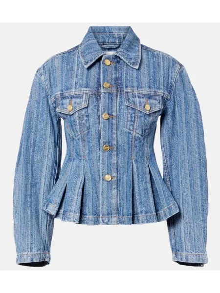 Cu peplum geacă de blugi Ganni albastru