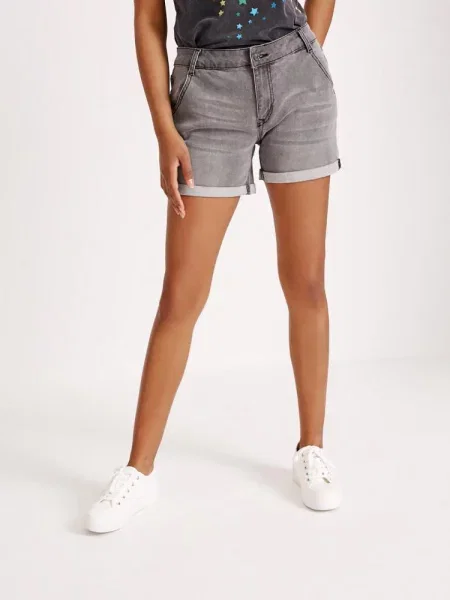 Шорти джинсові DIVERSE Denima світло-сірий бавовна/поліестер/еластан сірі
