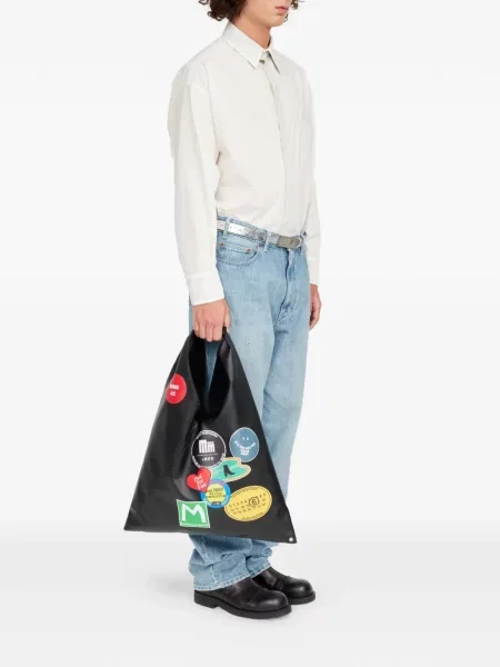 Шопинг чанта Mm6 Maison Margiela с принт черно