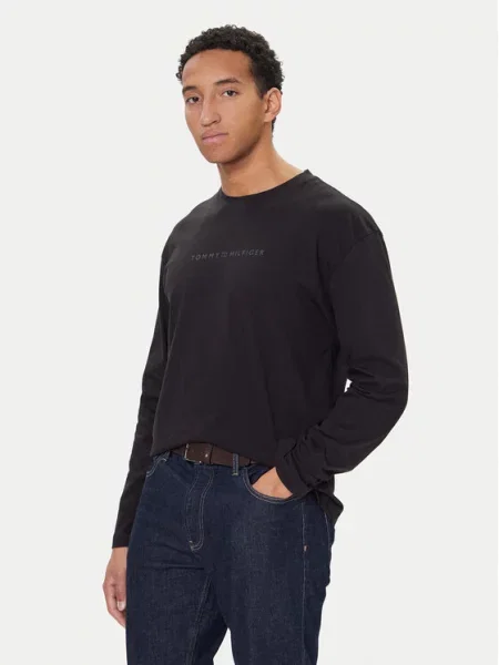 Tommy Hilfiger Majica z dolgimi rokavi črna