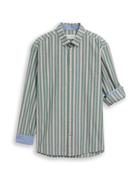 TOM TAILOR Cămașă oliv / roșu pepene / negru alb