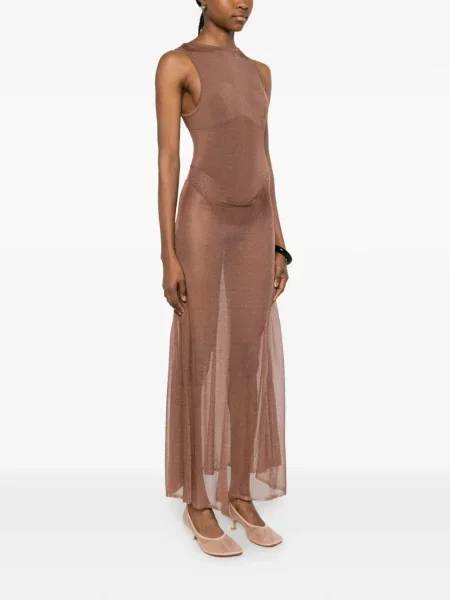 Rochie midi Isa Boulder fără mâneci maro