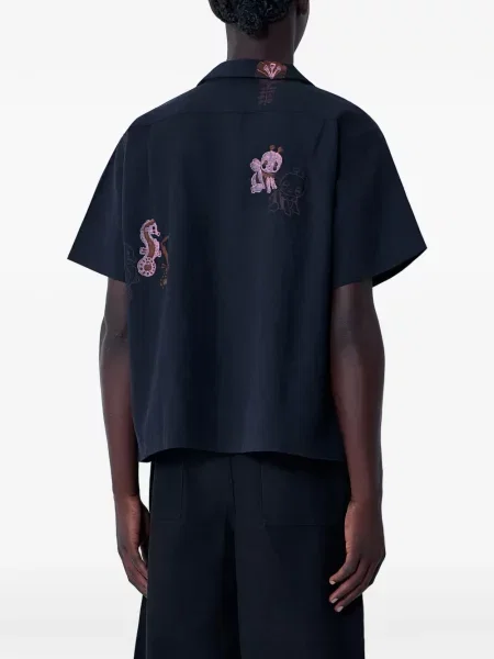 Květinová košile Story Mfg. černá