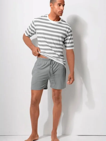 H.I.S Pijama scurtă gri alb