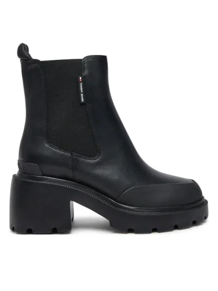 Tommy Jeans Botine Tjw Mid Heel Chelsea Boot negru