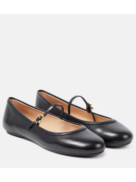 Balerini Gianvito Rossi din piele negru