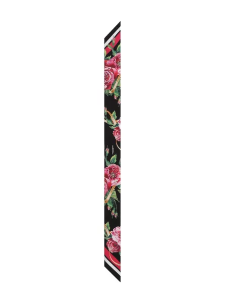 Fular Dolce & Gabbana cu model floral cu imagine negru