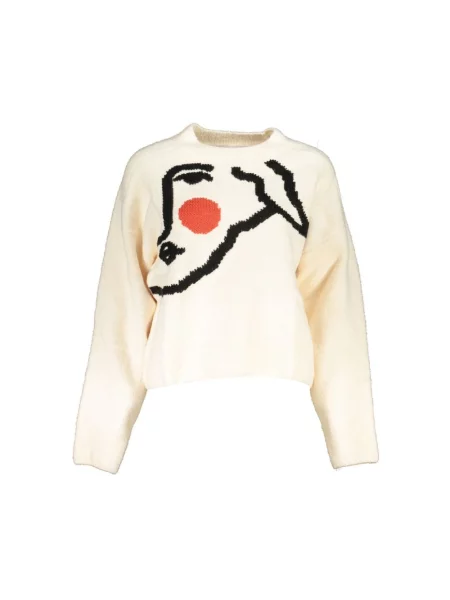 Sweter Desigual z długim rękawem elegancki biały