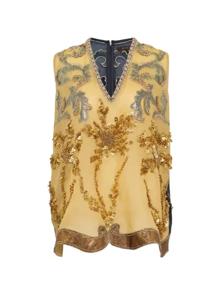 Top Biyan din organza albastru