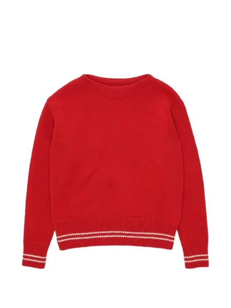 Sweter Fortela wełniany w paski czerwony