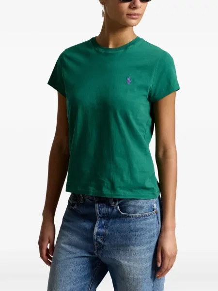 Pletena klasična polo majica Polo Ralph Lauren s autogramom ljubičasta