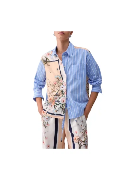 Koszula Liu Jo z nadrukiem z twillu niebieska