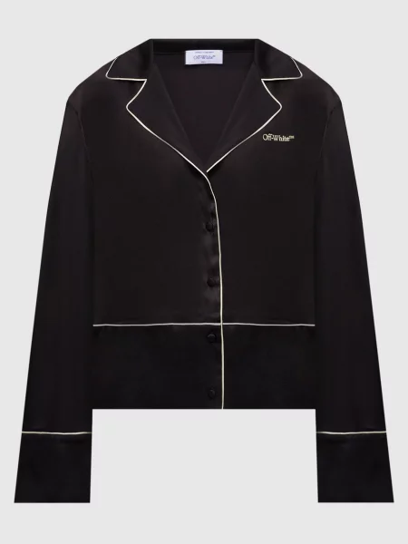 Блуза з шовком з вишивкою логотипа Off-white коричнева