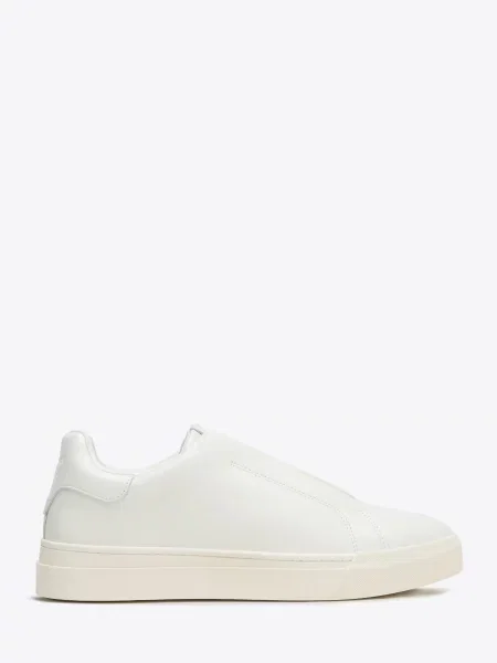 Sneakersy ze skóry naturalnej wsuwane złamana biel białe