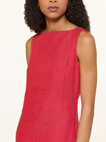 Arkitaip Lněné Pouzdrové Šaty Dahlia červená
