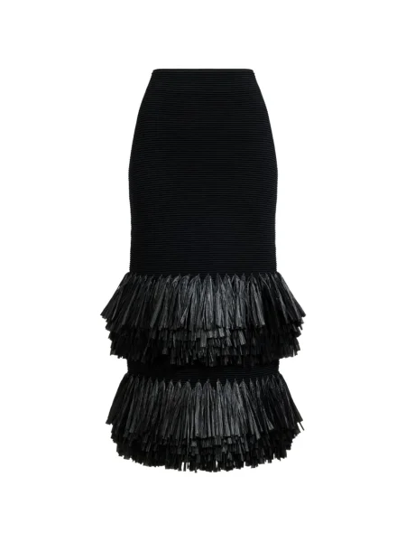 Spódnica midi Aje z frędzli do kolan czarna