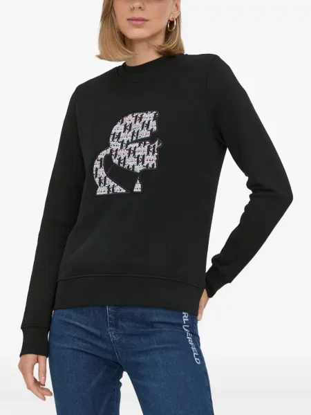 Bouclé hanorac Karl Lagerfeld cu autograf negru