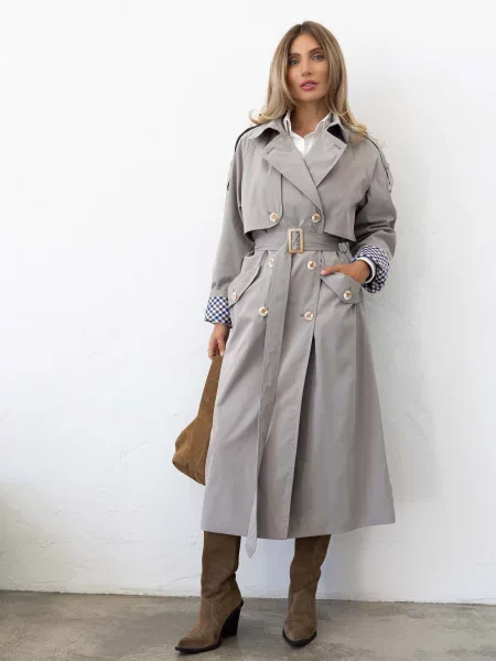 Тренч FloveTouch сіро/бежевий віскоза/поліестер бежевий