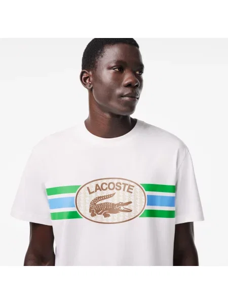 Lacoste Koszulka O Regularnym Kroju Z Monogramem Na Karku biały