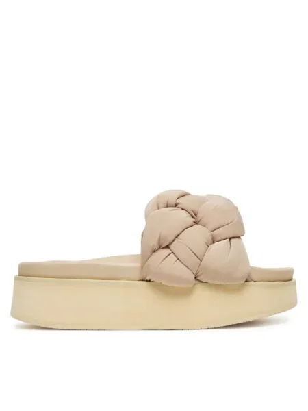 Șlapi Inuikii din piele bej