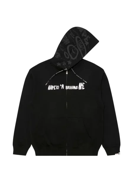 Hanorac cu glugă Aape By A Bathing Ape cu glugă cu imagine negru