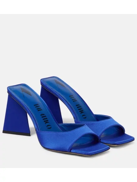 Papuci tip mules The Attico din satin albastru