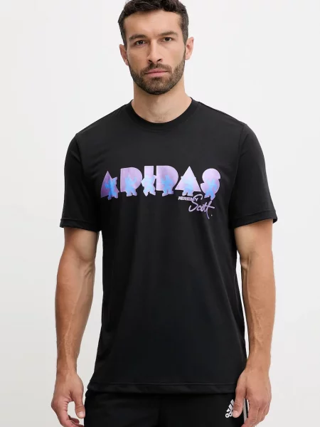 Тениска Adidas с принт черно