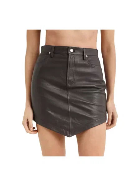Spódnica skórzana Alexandre Vauthier brązowa