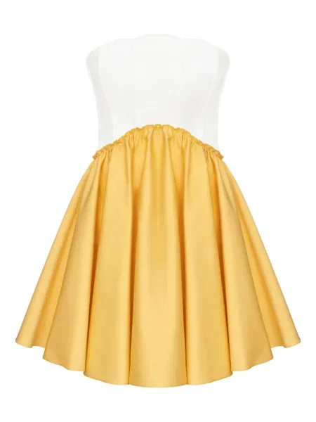 Rochie mini Post Meridiem plisată de costum galben