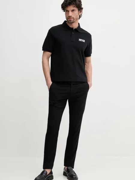 Поло Versace Jeans Couture с аппликацией черное
