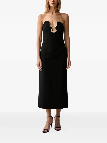 Rochie midi Bardot fără bretele negru