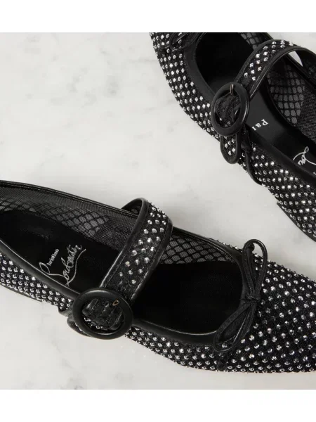 Baleríny Christian Louboutin so sieťovinou čierna