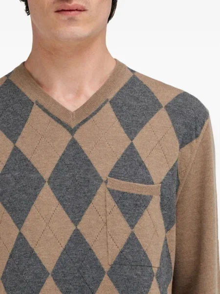 Pulover Ferragamo de lână cu decolteu în V cu model argyle