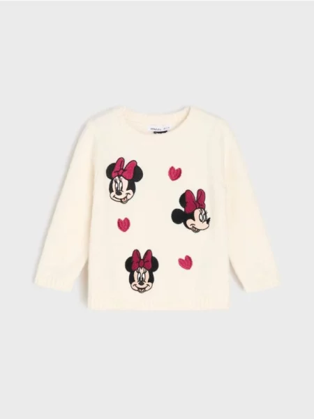 Sinsay Svetr s ozdobnou výšivkou Minnie Mouse krémová