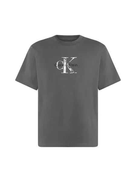 Calvin Klein Jeans Tricou gri închis / negru alb