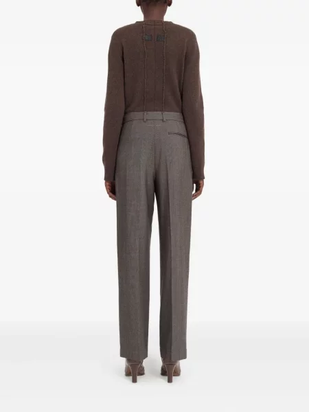 Pantaloni Mm6 Maison Margiela cu model herringbone plisate gri