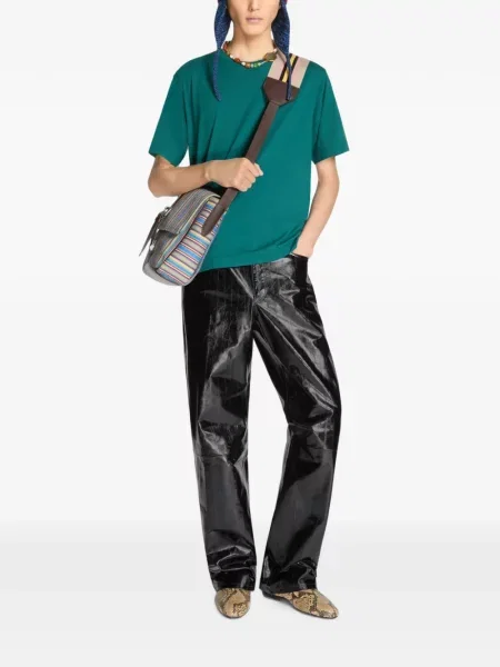 Pantaloni Dries Van Noten din piele negru