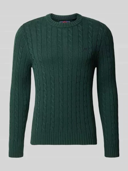 Sweter z dzianiny ze ściegiem warkoczowym i okrągłym dekoltem Superdry