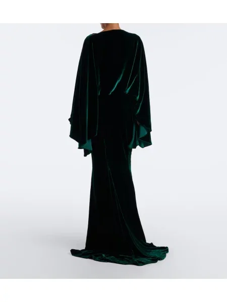 Rochie Taller Marmo de catifea drapată verde