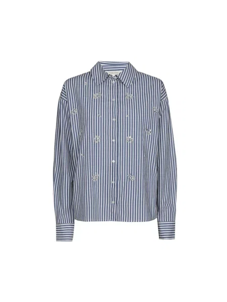 Koszula Marie Méro z cekinami w paski niebieska