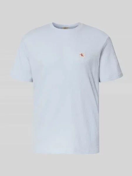 T-shirt Calvin Klein Jeans Ss Waffle Badge Crew Tee Blue L niebieska