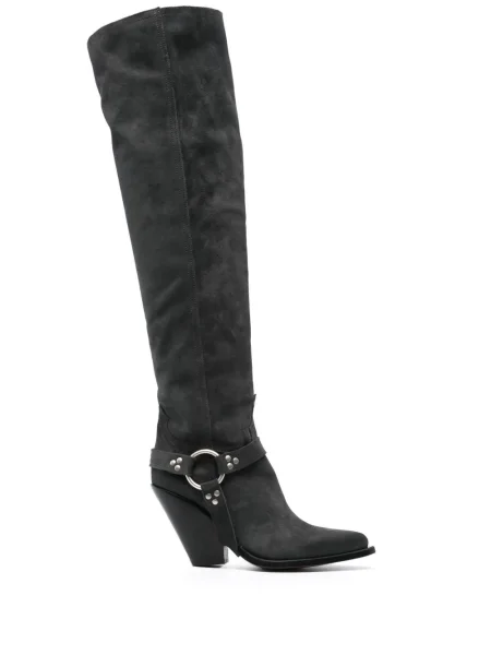 Botine Sonora din piele de căprioară gri