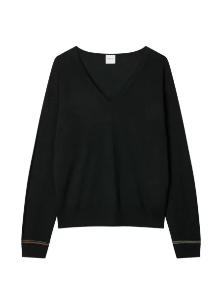 Pulover Paul Smith cu dungi cu decolteu în V negru