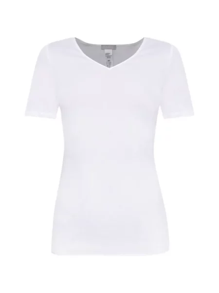 Tricou Hanro cu decolteu în V alb
