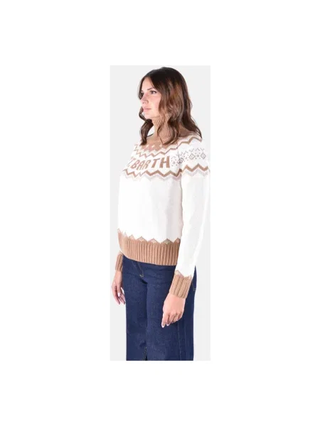 Sweter z golfem Mc2 Saint Barth wełniany beżowy