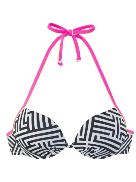 BUFFALO Sutien costum de baie galben / roz / negru alb