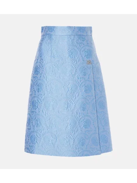 Fustă midi Dolce&gabbana de mătase până la genunchi albastru