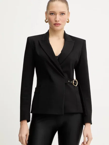 Just Cavalli jachetă cu adaos de rochie cu un singur rând de netedă neagră